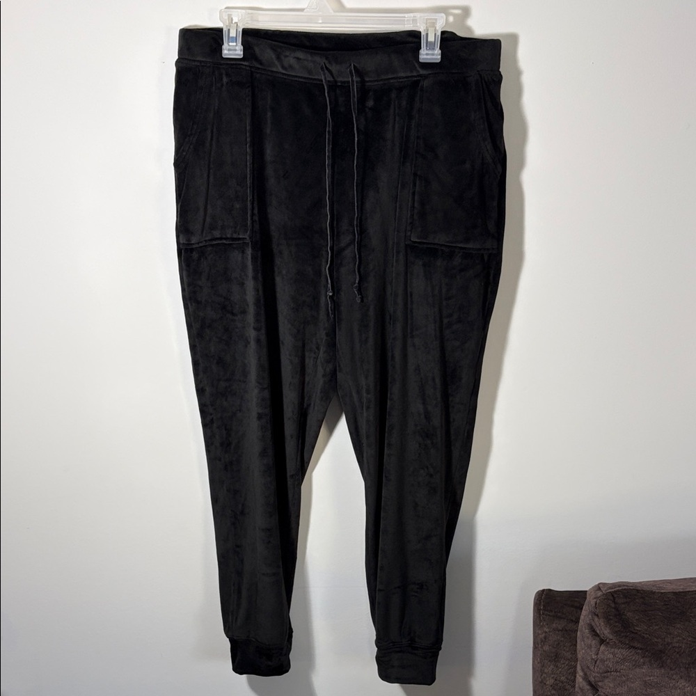 Women’s House of Harlow 1960 Velour Black Jogger Pants - Drawstring Waist - XL